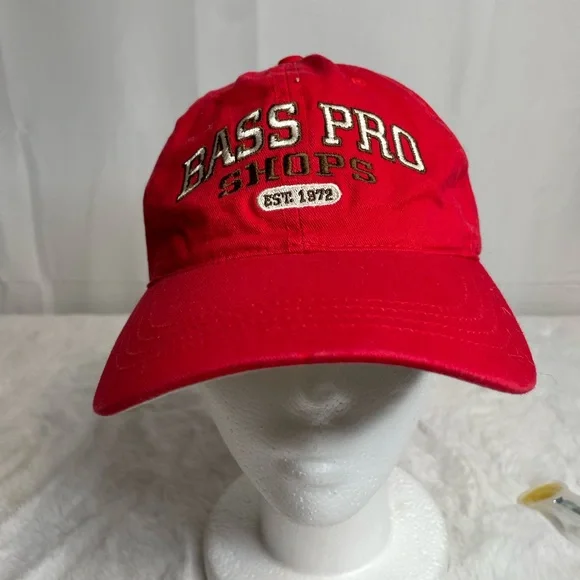 Bass Pro Shops Adjustable Hat Cap Red Cotton - Picture 1 of 7